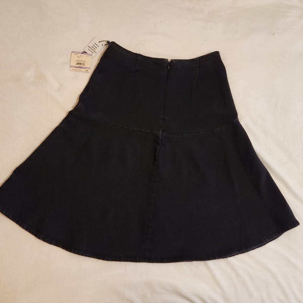 NWT Anne Klein Onyx Wash Flared A-Line Skirt Cotton Blend Stretch Fabric Size 6 - Picture 6 of 14